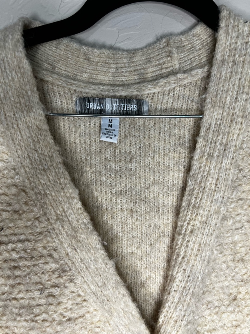 Urban Outfitters UO Paige Cardigan Cream Chunky Knit Wool Blend Sweater Vest - Picture 3 of 6